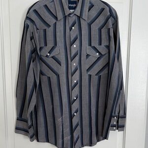 Vintage Wrangler Long Sleeve Pearl Snap Western Shirt size 44b‎
